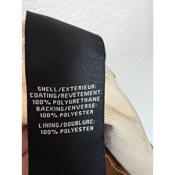 7 For All Mankind High Rise Faux Leather Pleated Shorts Size Medium Camel - Picture 4 of 5